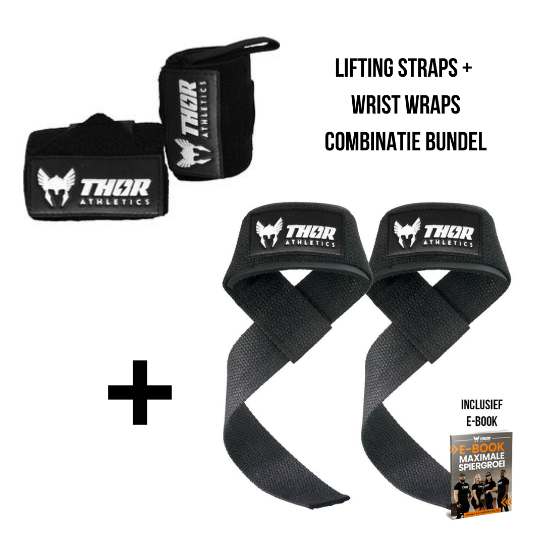 Lifting Straps + Wrist Wraps - Zwart - Included E-Book