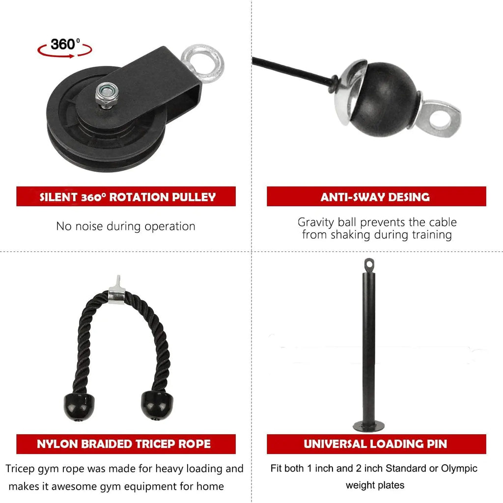NNEOBA Pulley Cable System Pull Down Lift Attachment Black