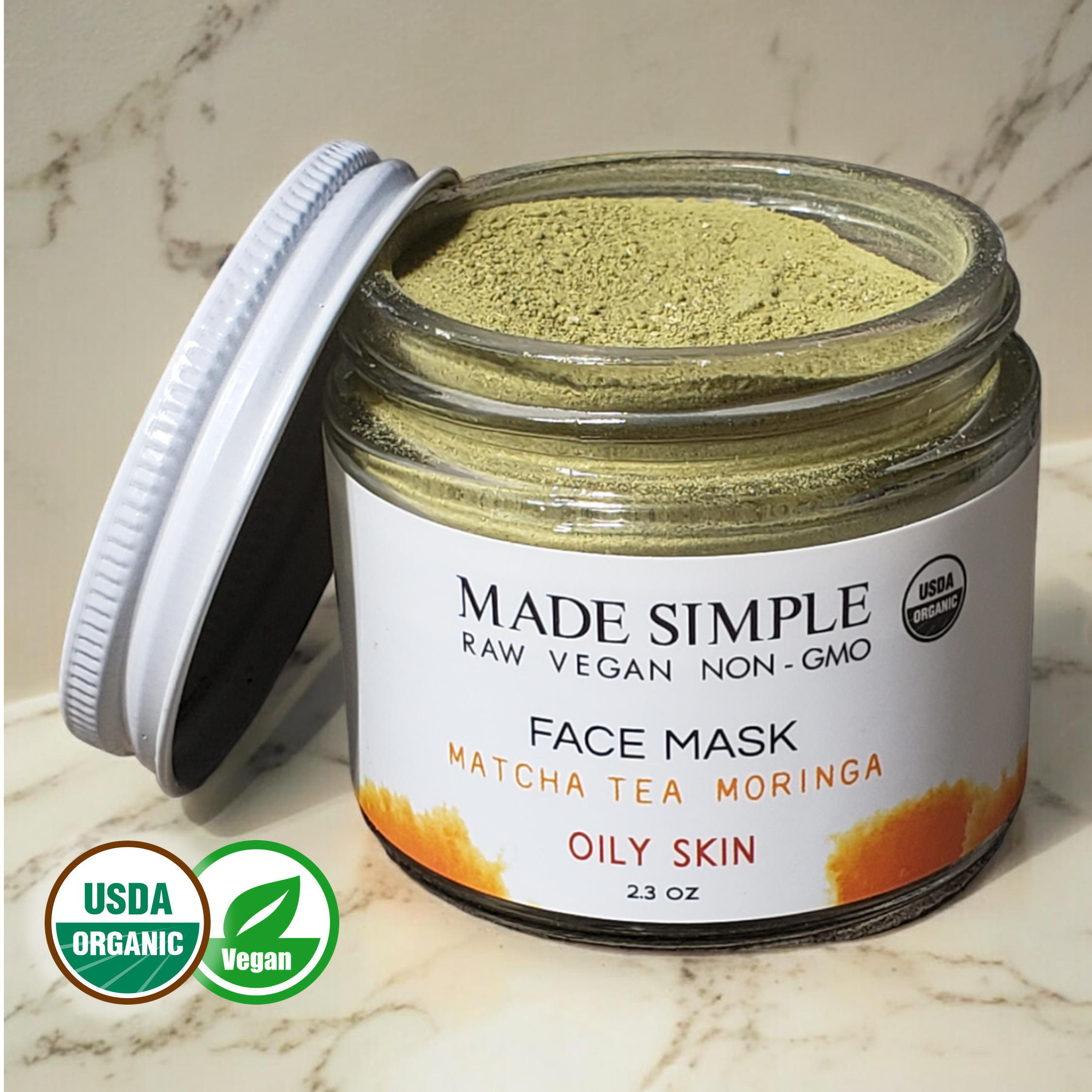 Matcha Tea Moringa Face Mask for Oily Skin - Certified Organic, Vegan &amp; Cruelty-free