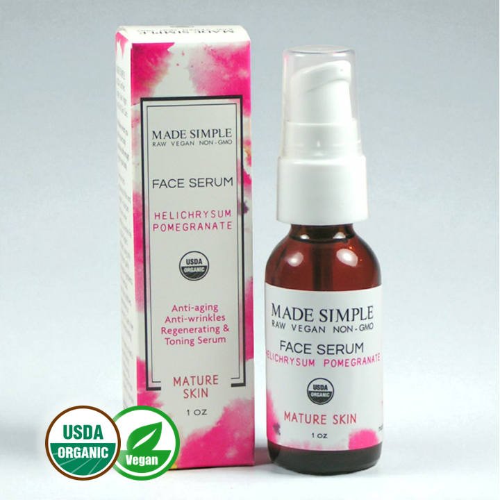 Helichrysum Pomegranate Face Serum for Mature Skin - Certified Organic, Vegan &amp; Cruelty-free