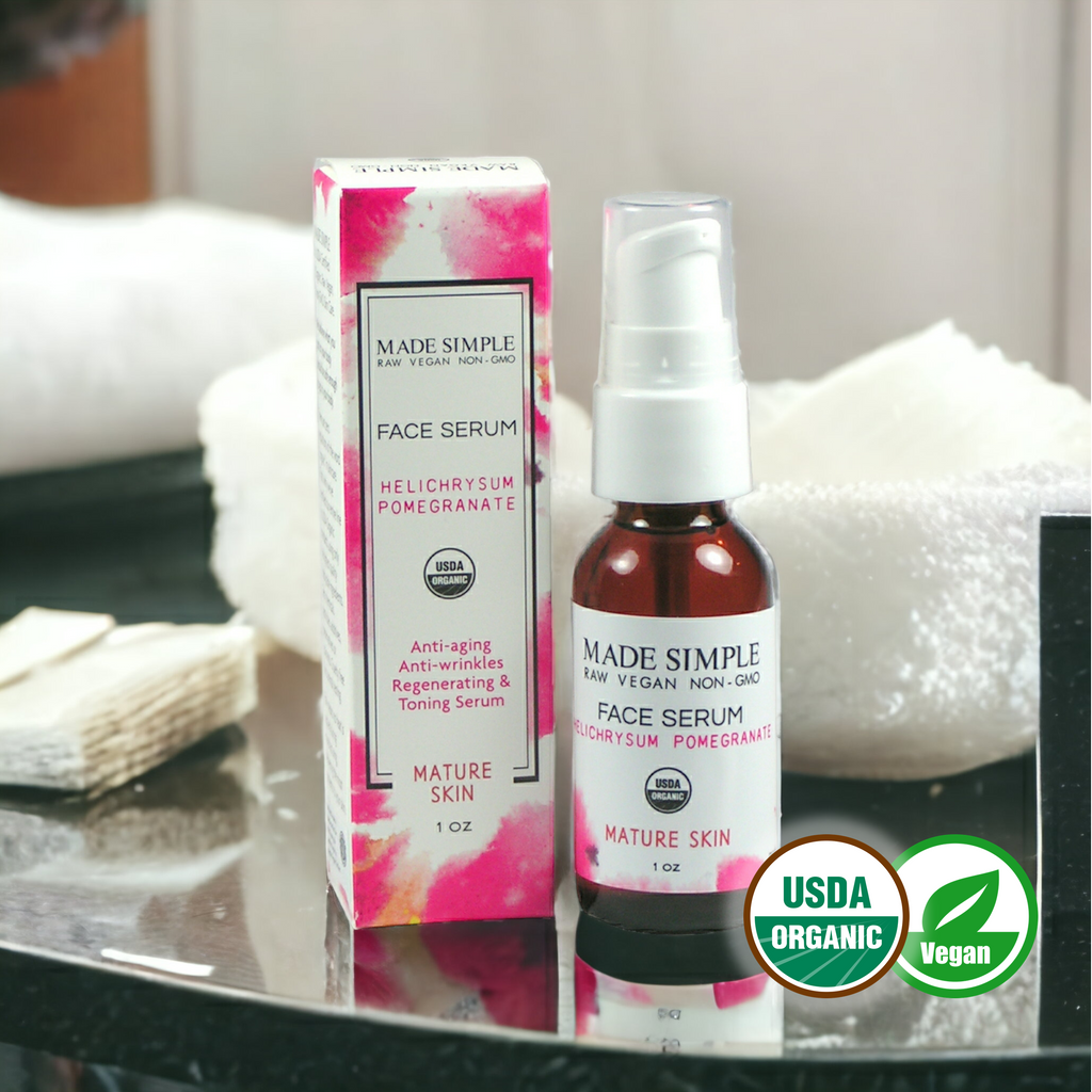 Helichrysum Pomegranate Face Serum for Mature Skin - Certified Organic, Vegan &amp; Cruelty-free