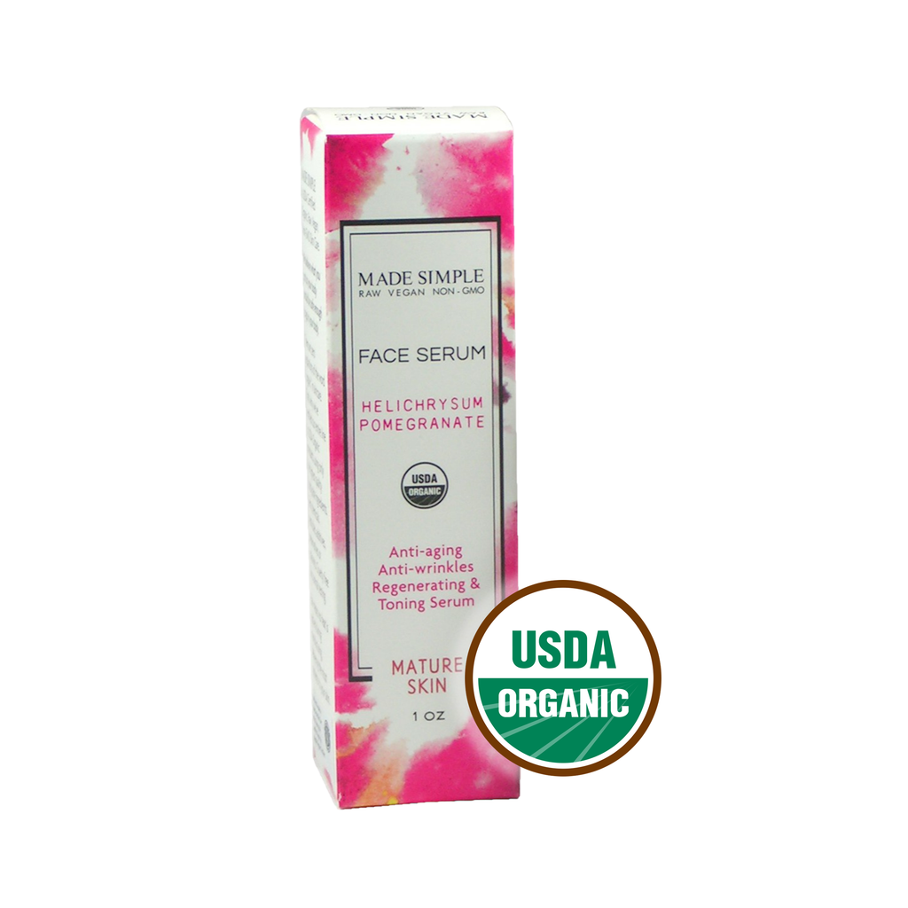 Helichrysum Pomegranate Face Serum for Mature Skin - Certified Organic, Vegan &amp; Cruelty-free