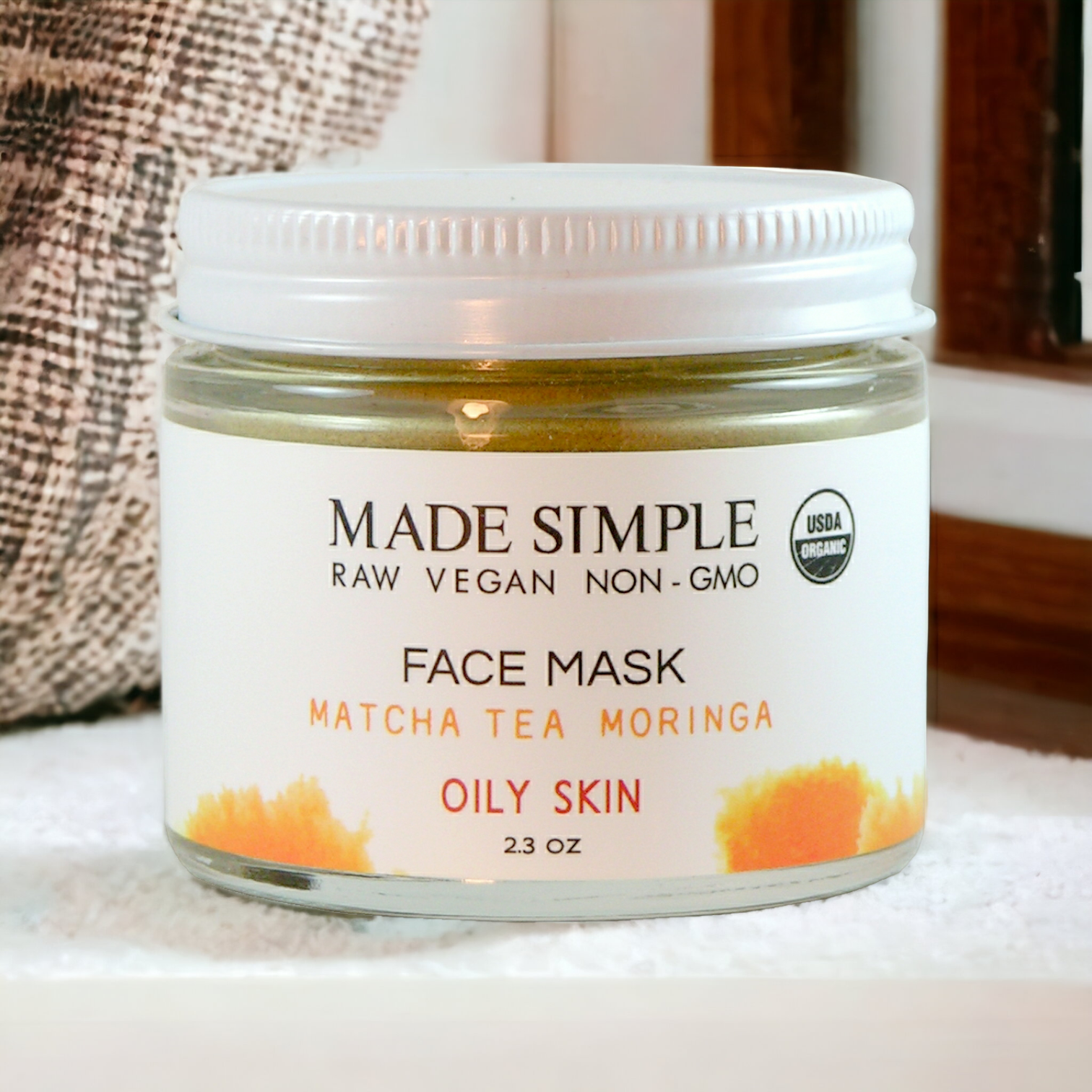 Matcha Tea Moringa Face Mask for Oily Skin - Certified Organic, Vegan &amp; Cruelty-free