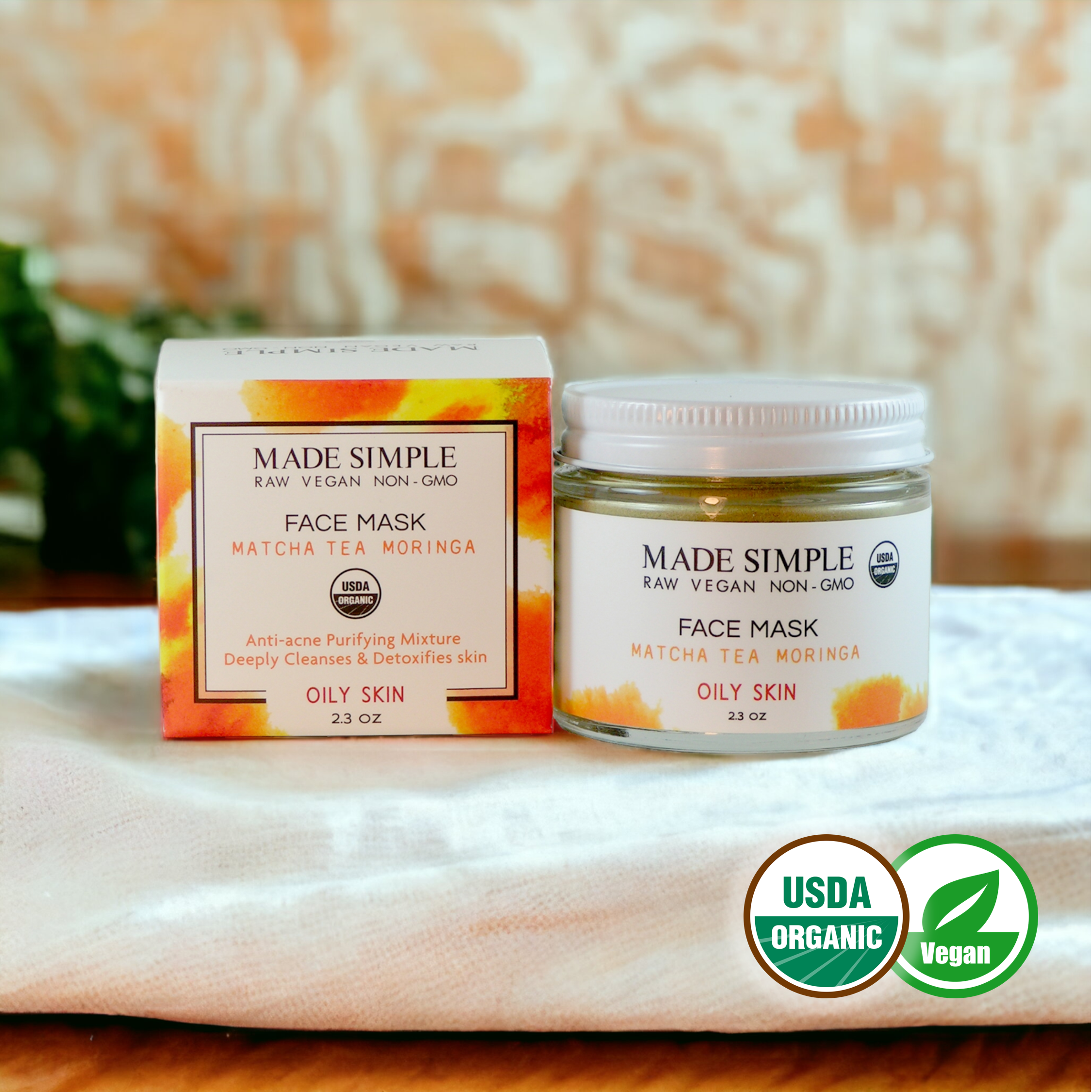 Matcha Tea Moringa Face Mask for Oily Skin - Certified Organic, Vegan &amp; Cruelty-free